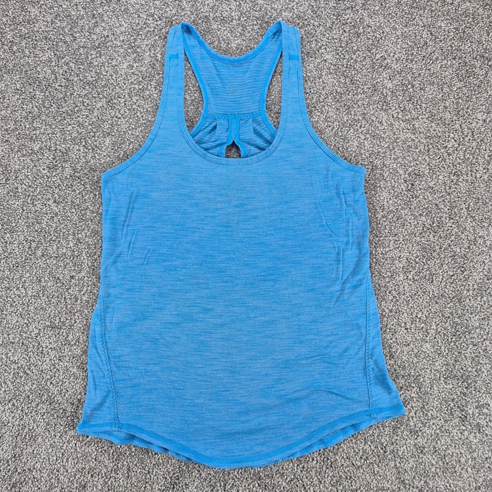 Lululemon Tank Top Womens Size 6 Blue Heathered Racerback Keyhole Back Athletic